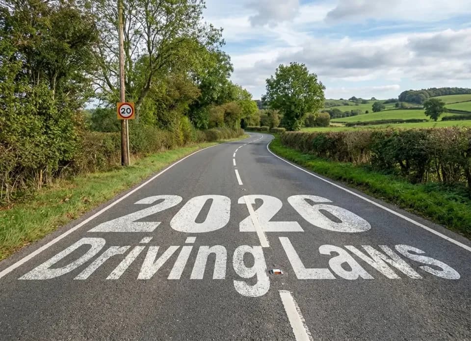 The title of the blog built into a country road surface.