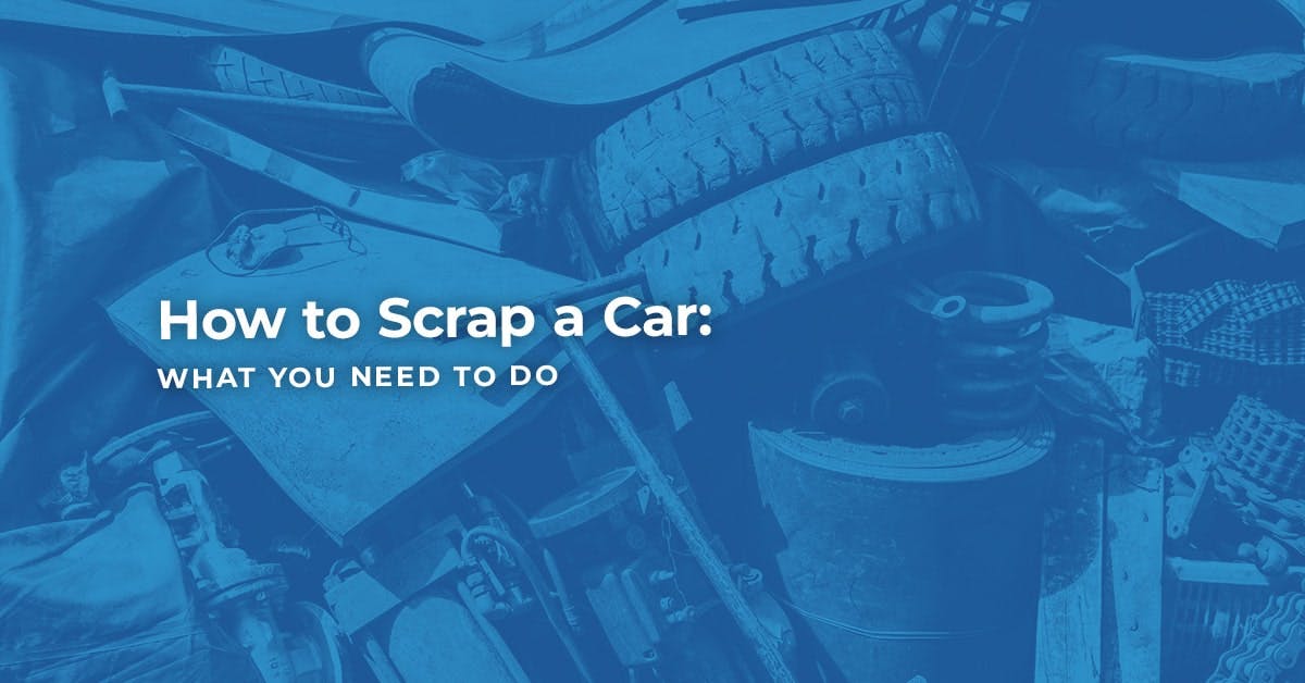 The article title over scrap car parts, in a blue overlay.
