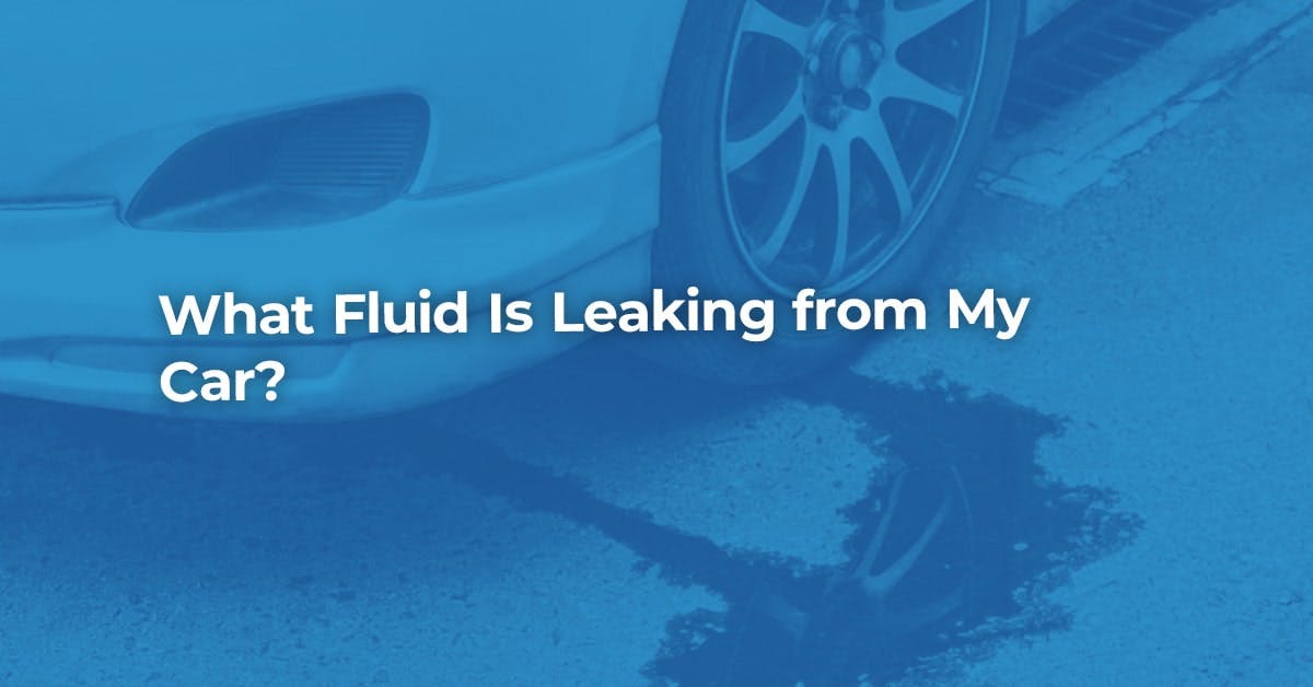 The article title over a car with fluid leaking underneath it, in a blue overlay.