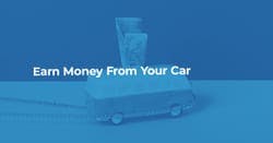 The article title over a minivan-shaped money box with cash in it, in a blue overlay. 