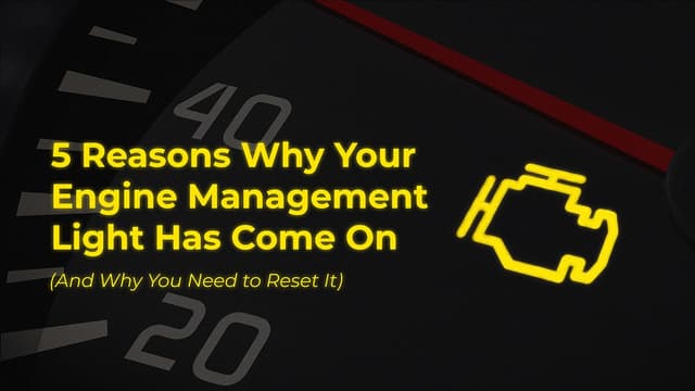 The article title over an engine management warning light illuminated yellow on a car dashboard.