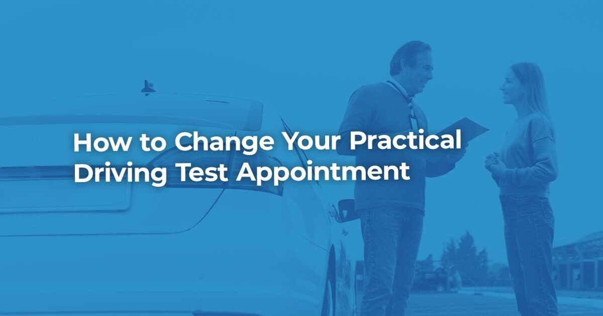 The article title over a driving test instructor talking to a woman about changing her driving test.