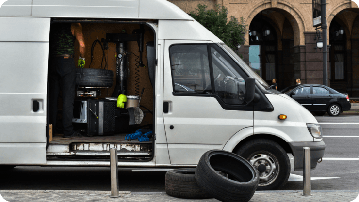 Van with side door open