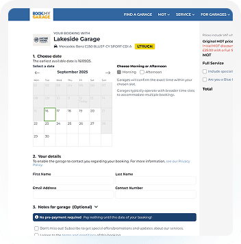 Receiving bookings interface
