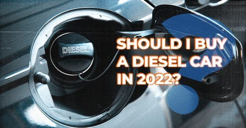 diesel car fuel filler cap and petrol tank with blog image and question mark overlayed