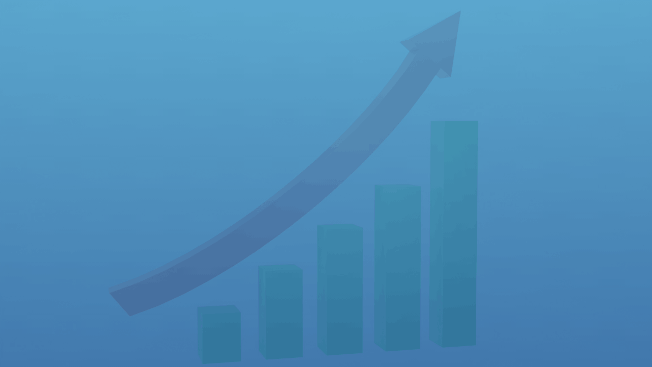 Green bar chart with red arrow representing trend increase in MOT bookings through BookMyGarage.com