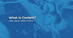 The article title over someone topping up the coolant levels in their car, in a blue overlay.