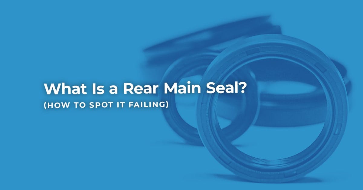 The title of the article over some rear main seals, in a blue overlay.