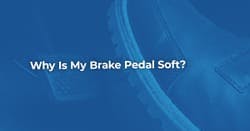 The article title over the driver's foot pressing on the brake pedal of the car, in a blue overlay. 