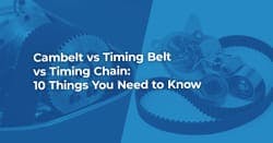 The article title over a cambelt and timing chain, in a blue overlay.