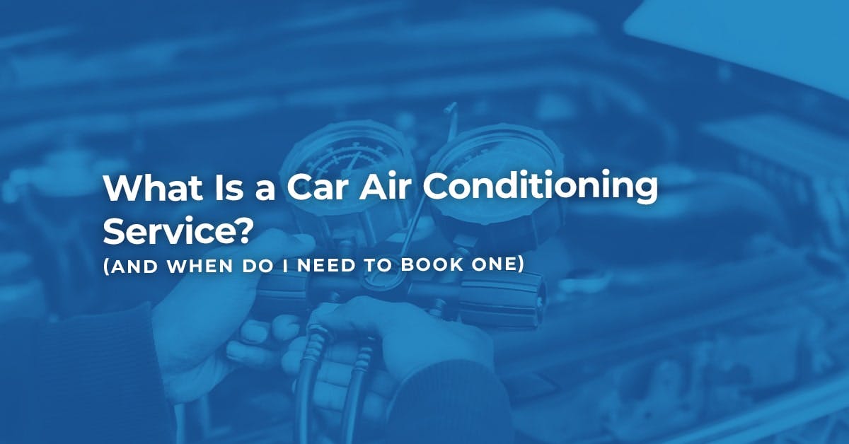 The article title over a specialist technician performing an air conditioning service.