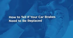 The article title over a mechanic with gloves on working on the car brakes, in a blue overlay.
