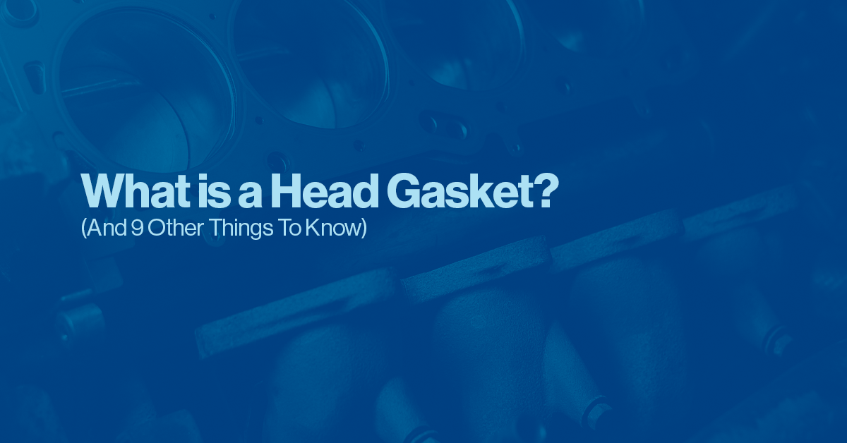 The article title over a head gasket from a car, with a blue overlay.