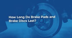 The article title over the brake discs, in a blue overlay. 