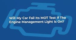 The article title over an engine management light, in a blue overlay.