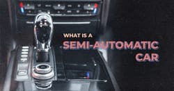 The article title over a semi-automatic transmission and interior of the car.