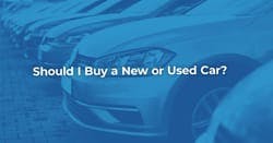 The article title over a row of new and used cars to buy, in a blue overlay. 