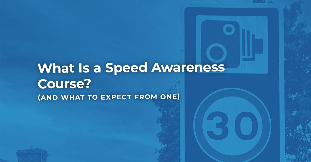 The article title over a road sign of a 30 speed limit and a speed camera, in a blue overlay.