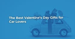 The article title over a toy car with a rose tied to its roof, for Valentine's Day.