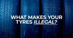 The article title over four tyres stood on their sides in a row, with a blue overlay.
