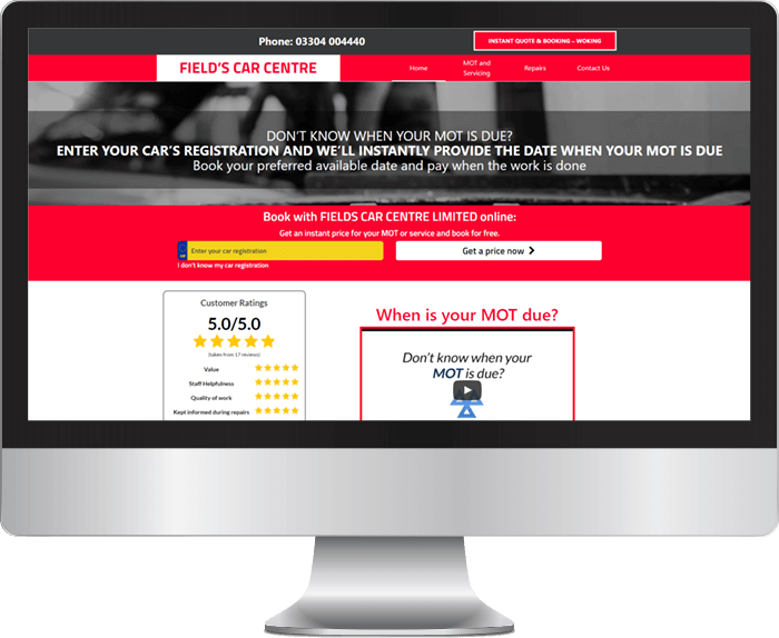 Field's Car Centre Website